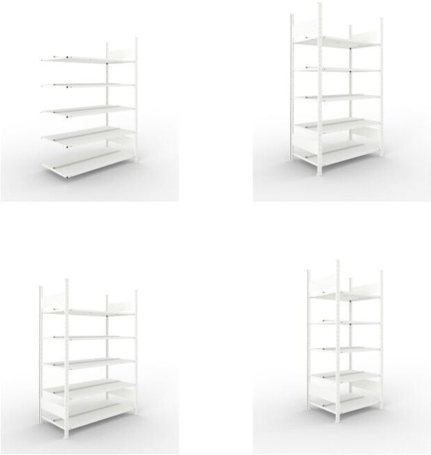 Meta Set Büro-Anbauregal COMPACT doppelseitig, 1850x1250x600 mm mit 5 Böden + Büroregal COMPACT doppelseitig, 1850x1000x600 mm mit 5 Böden + Büroregal COMPACT doppelseitig, 1850x1250x600 mm mit 5 Böden + Büroregal COMPACT doppelseitig, 1850x750x600 mm mit