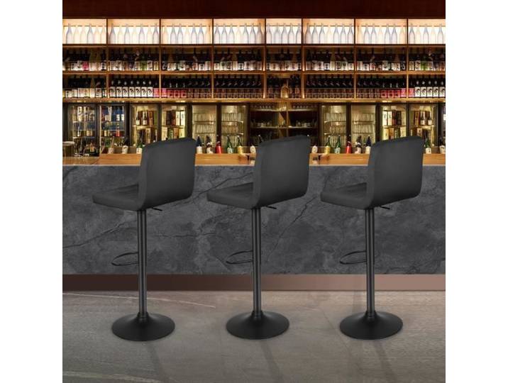 Tabouret de bar - HOMEWELL - Lot de 2 - Velours noir - Réglable en hauteur - Style scandinave moderne