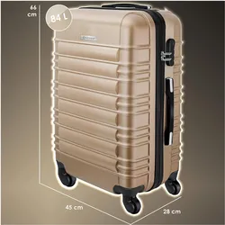 Kesser Hartschalenkoffer mit Kofferwaage und Gepäckanhänger, Koffer, Beige, Schwarz