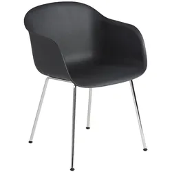 Muuto Fiber Armchair, tube base, schwarz / chrome