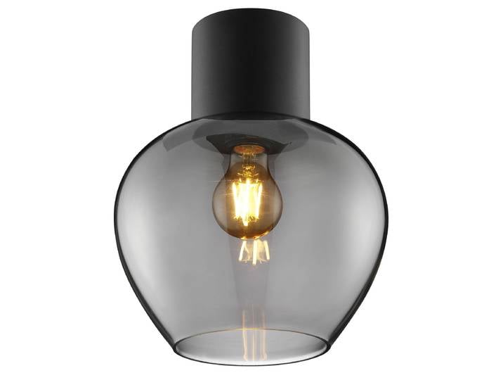 Brilliant : Plafonnier encastré\, diamètre 23 cm\, noir/verre fumé\, douille E27\, 20W\, indice de protection IP20\, pour intérieur