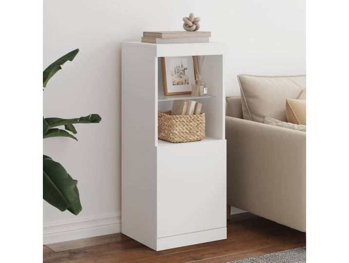 furnicato Sideboard mit LED-Beleuchtung 41x37x100 cm Weiß (1 St), RGB-LED-Beleuchtung für dein Buffet mit viel Stauraum in Weiß