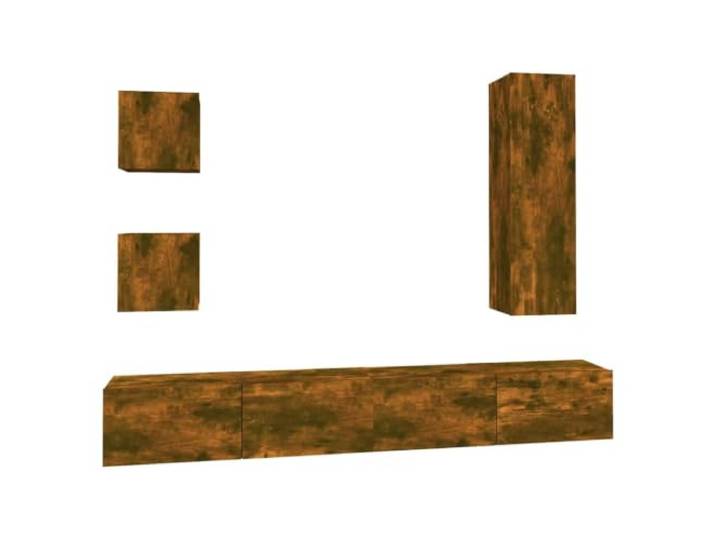 Kaorsrow 5-TLG. TV-Schrank Set Wandmontage Räuchereiche Holzwerkstoff Flexibles Lowboard Set fürs Wohnzimmer bietet reichlich Stauraum für Medien und hält den Boden stets frei.