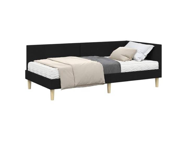 PUGYNBK Eckbett mit grüner Matratze, 2 Stück Verstellbares Kopfteil für Wand, weiches Polyester, Multizone, Sperrholzrahmen