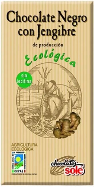 Chocolates Solé Chocolate Preto Com Gengibre Bio Orgânico 100g