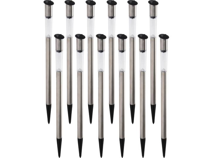 12er-Set Elegante Solar Gartenlampe aus Edelstahl, mit Erdspiess, 70 x 3 cm