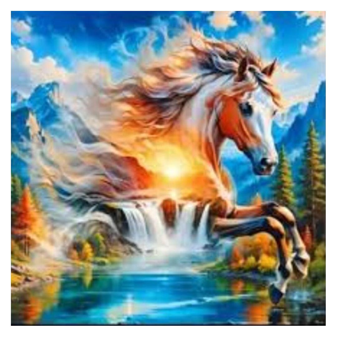 Norimpex Diamond Kleiner Geist eines Pferdes über einem Wasserfall, 30 x 40 cm (2003108)