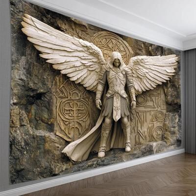 Uplift Essentials Glam Style 3D Angel Wall Tapestry Ethereal Polyester Hanging Decor For Living Room, Bedroom & Party Backdrop 59.1 X 118.1 In (150x300 Cm)