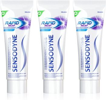 Sensodyne Rapid Cool Mint dentífrico com flúor para dentes sensíveis 3x75 ml. Rapid Cool Mint