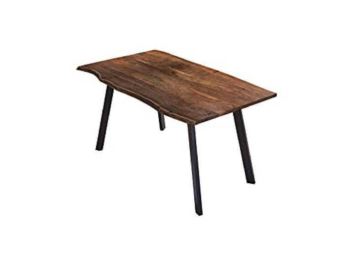 SAM Esstisch Laxmi 200x100 cm Akazie nussbaum Baumkante Metallbeine schwarz Baumkantentisch massiv, Akazienholz nussbaumfarben, Esszimmertisch