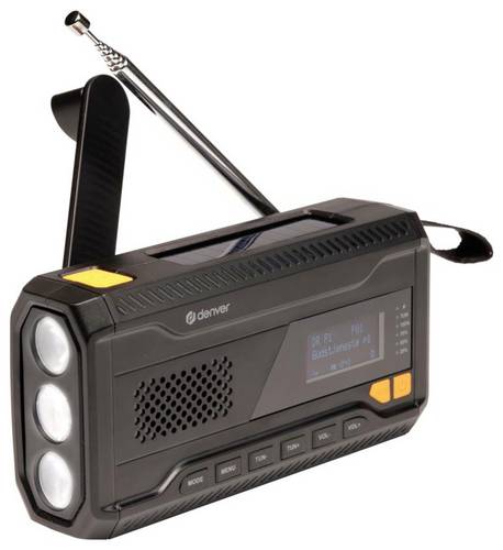 Denver SCD-2033 Notfallradio DAB+, UKW USB Akku-Ladefunktion, Handkurbel, wiederaufladbar, Powerbank-Funktion Schwarz
