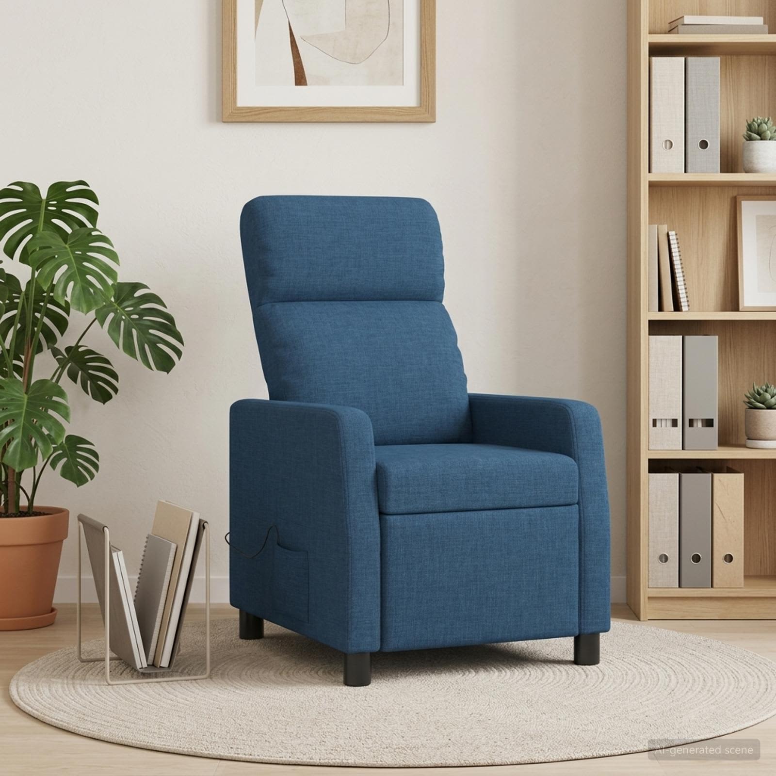vidaXL Fauteuil de massage inclinable Bleu Tissu