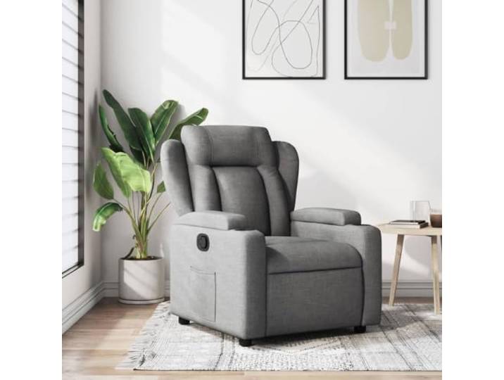 IBUQDDV Relaxsessel Dunkelgrau Stoff mit Manueller Liegefunktion, 135 Grad Manuelle Liegefunktion, 135 Grad Neigung, zwei Getränkehalter, Seitentasche, Stoff atmungsaktiv, Holz-Metall-Rahmen