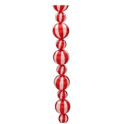 Chinois Kugelgirlande 180cm Streifen rot/weiß