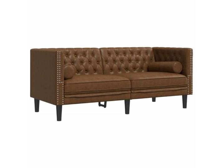 LMT - TOP@Canapé Chesterfield avec traversins 2 places - Design accoudoirs - Sofa 2 personnes Classique - similicuir daim C