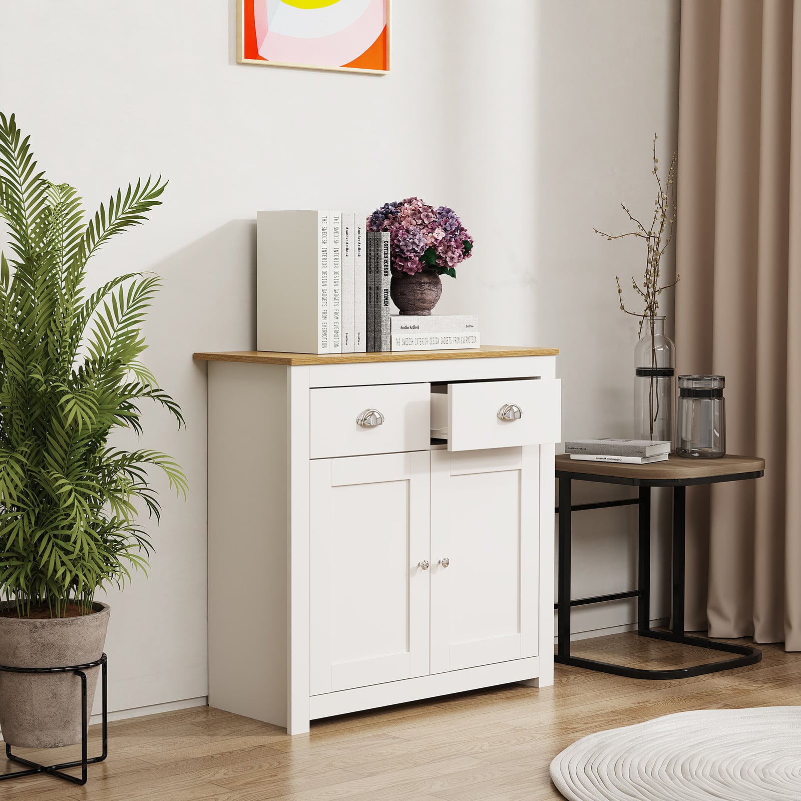 home24 Kast Balusa met deuren wit B: 81 cm, H: 82 cm