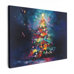 LEINWANDBILD Weihnachtsbaum - Weihnachten - Abstrakt - Farbenfroh Wandbild 40x30 cm