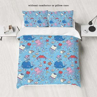 Unterwasserwelt, Meerestiere, Meeresschildkröten, Delfine, Tintenfische, 3D-gedrucktes 3-teiliges Daunenbettbezug-Set für Hotels, Schlafzimmer, Gästezimmer und luxuriöses, bequemes Bettwäscheset