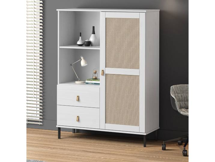 Highboard 100x136cm 'Seattle' Kiefer massiv weiß