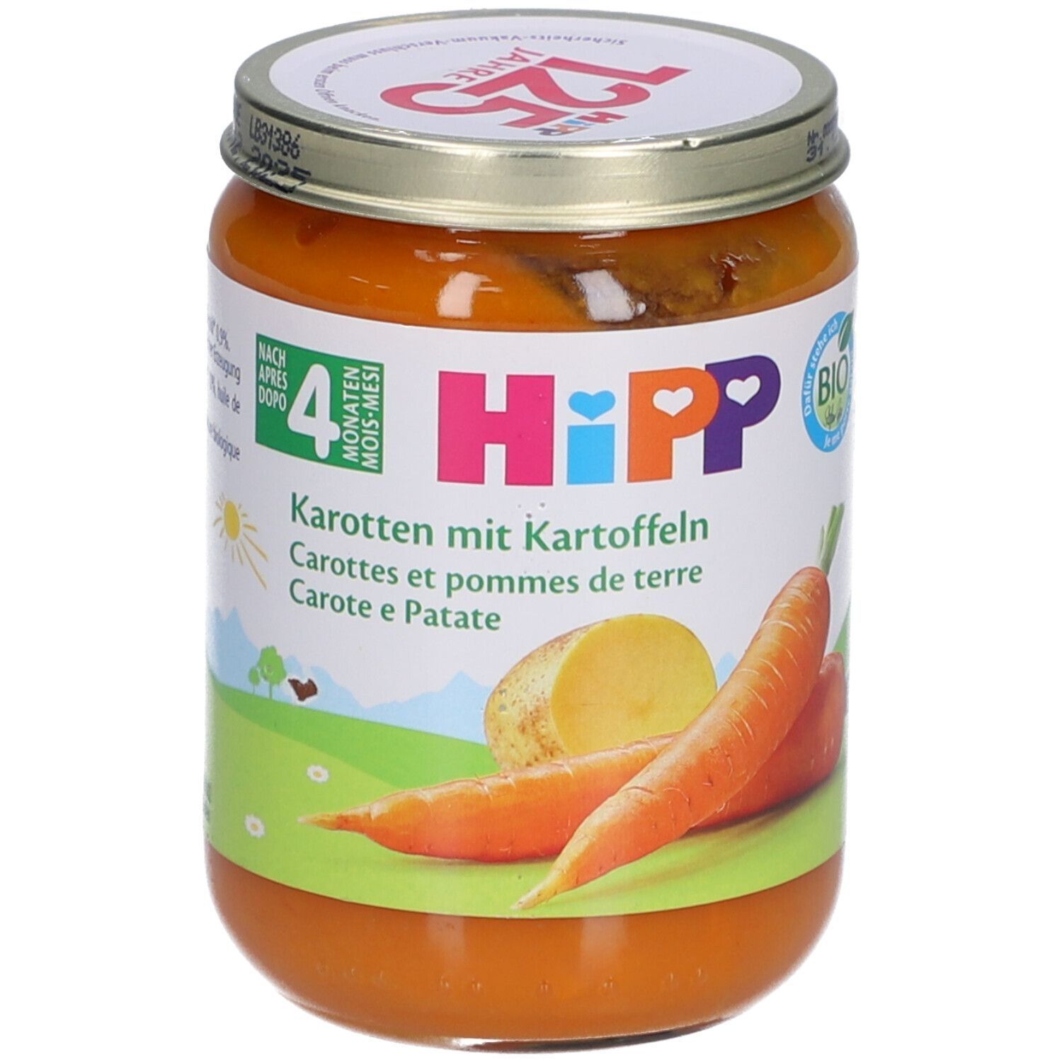 HiPP Karotten mit Kartoffeln, ab dem 4. Monat x4 4x190 g Brei