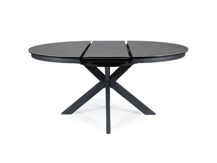 Table extensible ronde design en verre gris foncé 120 cm