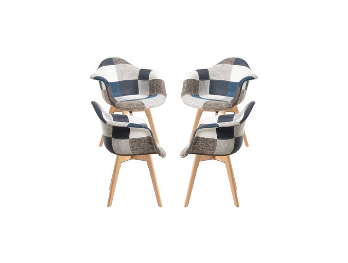 4er Set Belu Patchwork Stühle - Blau