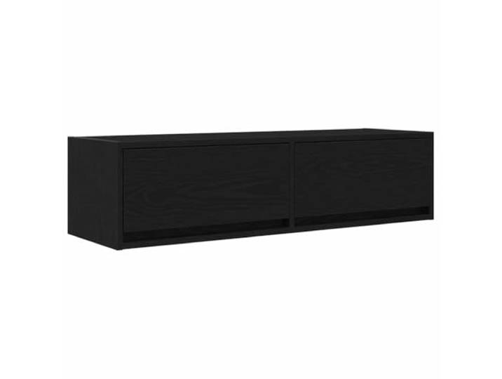 KGFHERENB TV-Schrank Wandmontiert 100x31x25,5 cm Schwarz Eichen-Optik Platzsparendes Lowboard für Wohnzimmer und Schlafzimmer mit zwei geräumigen Schubladen für saubere Medienaufbewahrung.