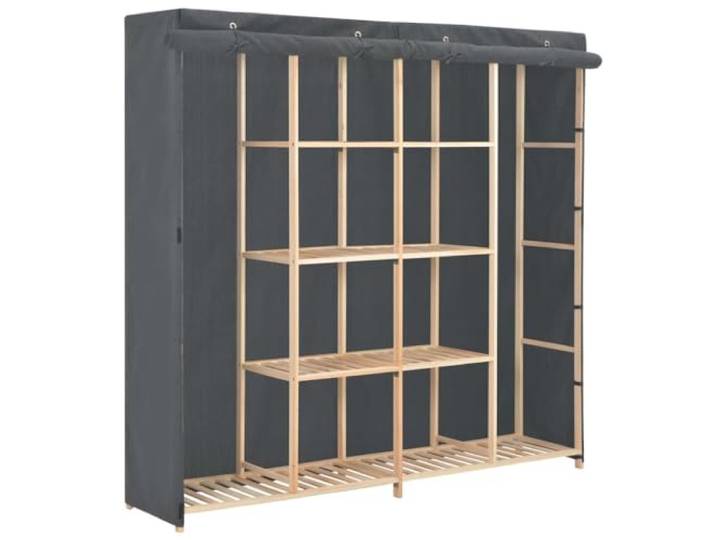 Molumvel Stoffkleiderschrank Grau 173 x 40 x 170 cm mit Tannenholz Rahmen Kleiderschrank faltbar für Schlafzimmer