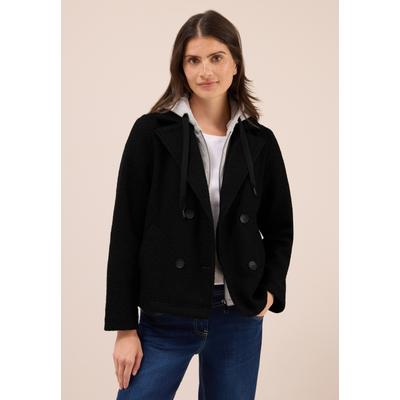 Outdoorjacke CECIL, Damen, Gr. XL (44), schwarz, Stoff, Obermaterial: 100% Polyester. Inlay und Kapuze: 80% Baumwolle, 20% Polyester, unifarben, normal normal, ohne Ausschnitt, abgesteppt, Jacken Outdoorjacke, mit abnehmbarer Kapuze
