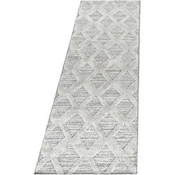Teppich Esszimmer 3D Boho Modern Waschbar Strapazierfähig Wohnzimmer Pflegeleicht Läufer Grau 80x250 cm OEKO-TEX – GENF von Kadima Design