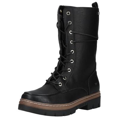 Schnürstiefelette MUSTANG SHOES "Mustang Shoes Stiefel Lederimitat", Damen, Gr. 37, schwarz, Lederimitat, Schuhe Schnürstiefelette