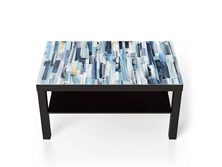 DEQORI Glastisch schwarz groß 90x50 cm Motiv Vertikales Streifendesign ausgefallener Beistelltisch aus Glas Hochglanz Couchtisch fürs Wohnzimmer moderner Couch Tisch mit Design