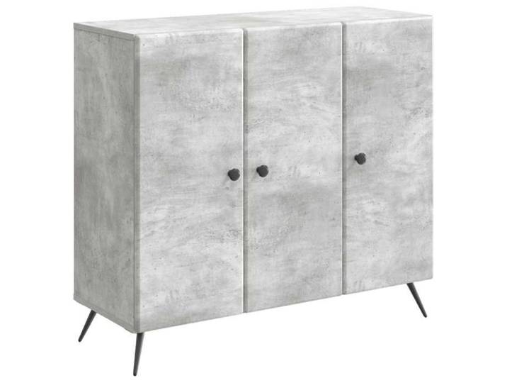 (ON SALE)Buffet - - Bahut - Bois d'ingénierie - Gris béton - 3 portes - 89 x 34 5 x 80 cm @FR61107