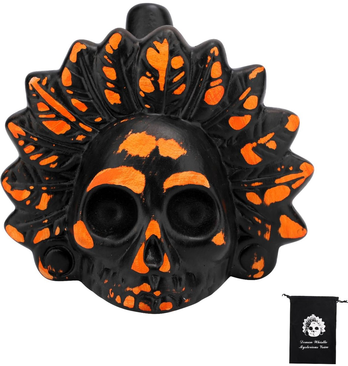 Aztec Death Whistle met authentiek geluid, keramisch, 10 x 9,5 cm