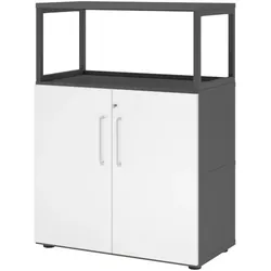 bümö flexi Aktenschrank abschließbar mit Regal in Graphit/Weiß