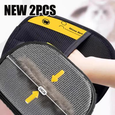 Quick Pick Pro FurEase Pet Hair Remover Glove Double Sided Pet Grooming Glove For Dogs & Cats new 2pcs