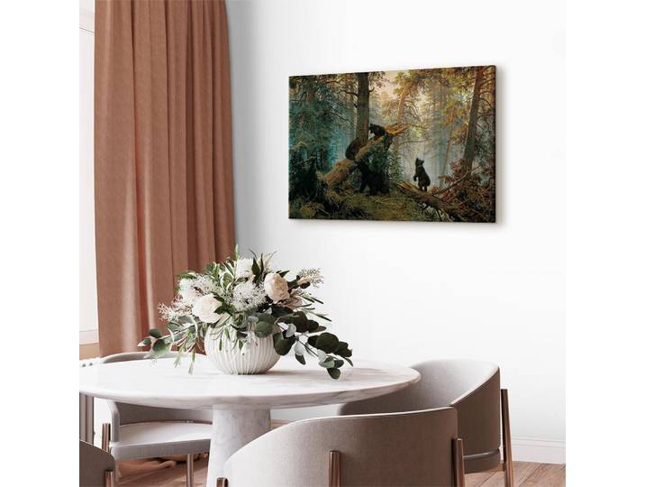 Toile Matin dans une forêt de pins Feutre Vert/Vert 120 x 80cm