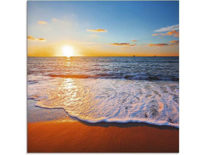 Glasbild ARTLAND Sonnenuntergang und das Meer , blau (farbe bild(er): blau), B:50cm H:50cm, Bilder, Glasbild, in verschiedenen Grössen