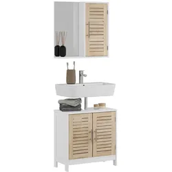 Vicco, Badmöbelset, Badmöbel-Set Looma, Weiss/Eiche/Weiss, 2 Teile