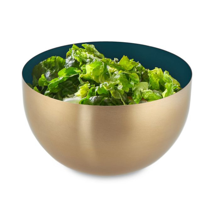 Relaxdays Set van 4 RVS Saladeschalen, 1 liter, Groen-Goud