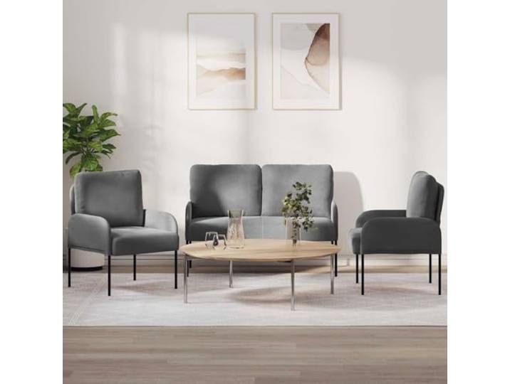ZQQLVOO Sofa-Set 3er Dunkelgrau Polyester Modernes Design, Bullnose-Kissen, langlebig, pflegeleicht, für Wohnzimmer