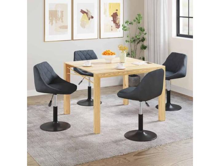 4 Stueck Drehbare Esszimmerstuehle Samt Dunkelgrau mit Gasdruckfeder 360 Grad drehbar, hoehenverstellbar, stabiler Stahlrahmen, weicher Samtbezug, modernes Design