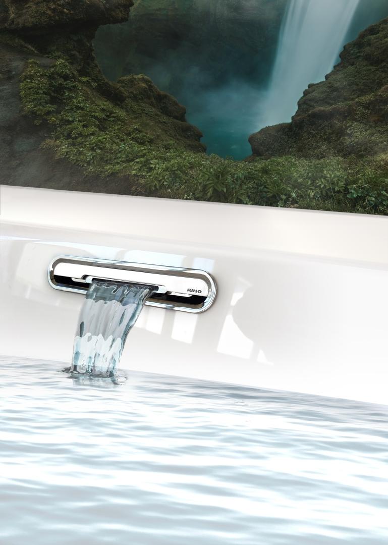 RIHO Rethink Cubic Wall Rechteck-Badewanne, mit Riho Fall, Version rechts, mit Bliss-System, Wandausführung, 180x80x47,5cm, B160017105