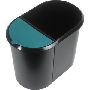 Helit Papierkorb Duo-System H61039-94 grün/schwarz, aus Kunststoff, 9 und 20 Liter