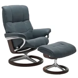 Stressless Sessel mit Hocker Mayfair Signature Leder Blau Batick Atlantic Blue L (Large)