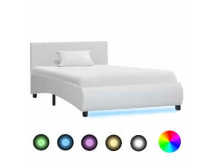 Cadre de lit blanc similicuir avec LED cadre 90x200 cm chambre adulte