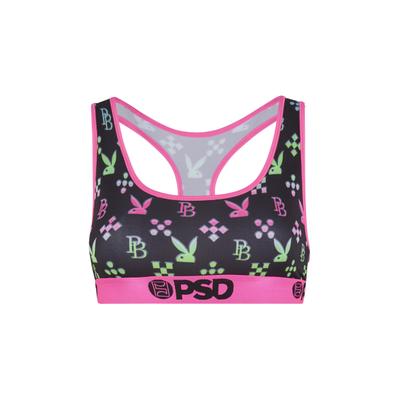 Sport-BH PSD "PSD PLAYBOY EMBELM SPORTS BRA", Damen, Gr. M, Cup 0, multi, 88% Polyester, 12% Elasthan, BHs Sport-BH