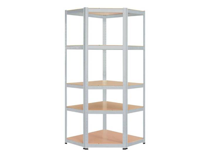 Étagère d'angle charges lourdes en métal 5 plateaux - 875 Kg - Etagère de coin - Montage facile systeme de clip et croisillons
