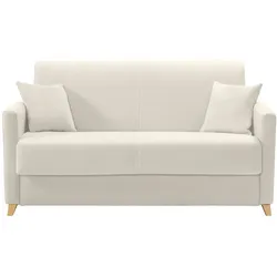 Skandinavische Schlafcouch beige mit Matratze 13 cm 2-3-Sitzer SKANDY