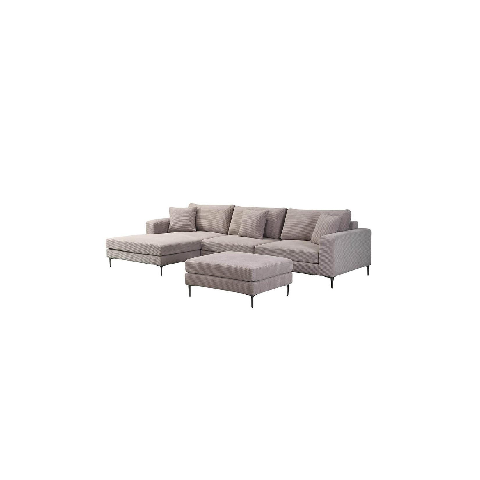 HOME DELUXE Sofa BELLANO M - 238 x 188 cm Links Cord Beige